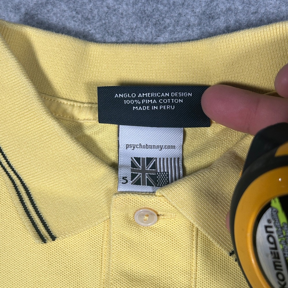 Psycho Bunny Polo Shirt Men Size 5 medium Yellow Pima Cotton Short Sleeve Preppy - Picture 10 of 16
